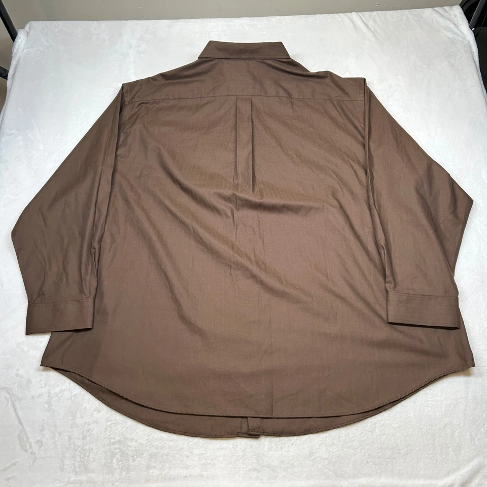 Roundtree & Yorke Easy Care Shirt Mens 4XL Brown Wrinkle Resistant Button Up NEW - Image 3 of 4