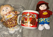 Vintage NEW 2001 Set Boy Girl Campbells Soup Dolls Plush 8" And Cup