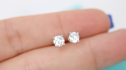 Tiffany & Co Platinum Round Brilliant Cut Diamond Stud Earrings .70ct VVS1 G $9K - Video 1 of 1