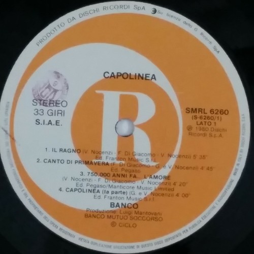 BANCO Capolinea SMRL6260 LP Vinyl VG+nr++ Cover VG+nr++ GF Sleeve Italy 1980 - Picture 5 of 5