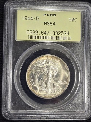 1944-D 50C Walking Liberty Half Dollar PCGS MS64 older holder