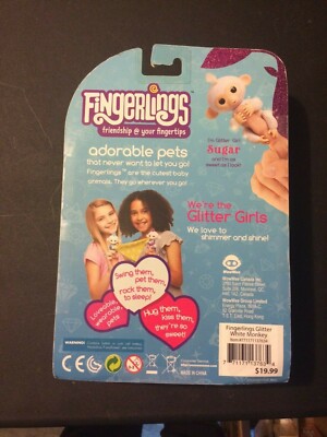 Fingerlings Glitter Monkey Sugar (White Glitter) Baby Pet-by WowWee  771171137634|