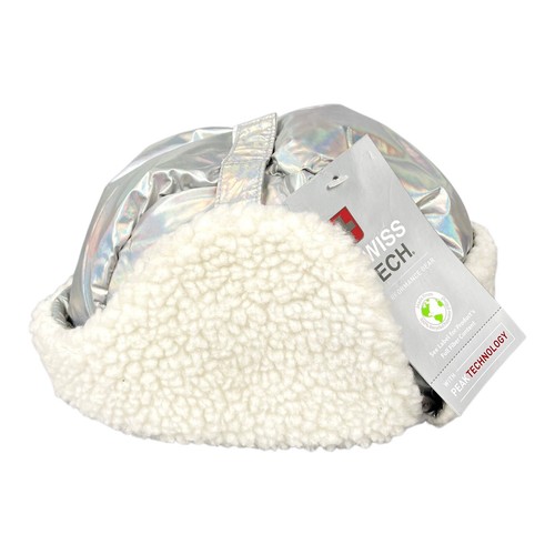 Swiss Tech Peak Technology Toddler Trapper Hat Sherpa Lined Quilted Silver NEW - Picture 4 of 8