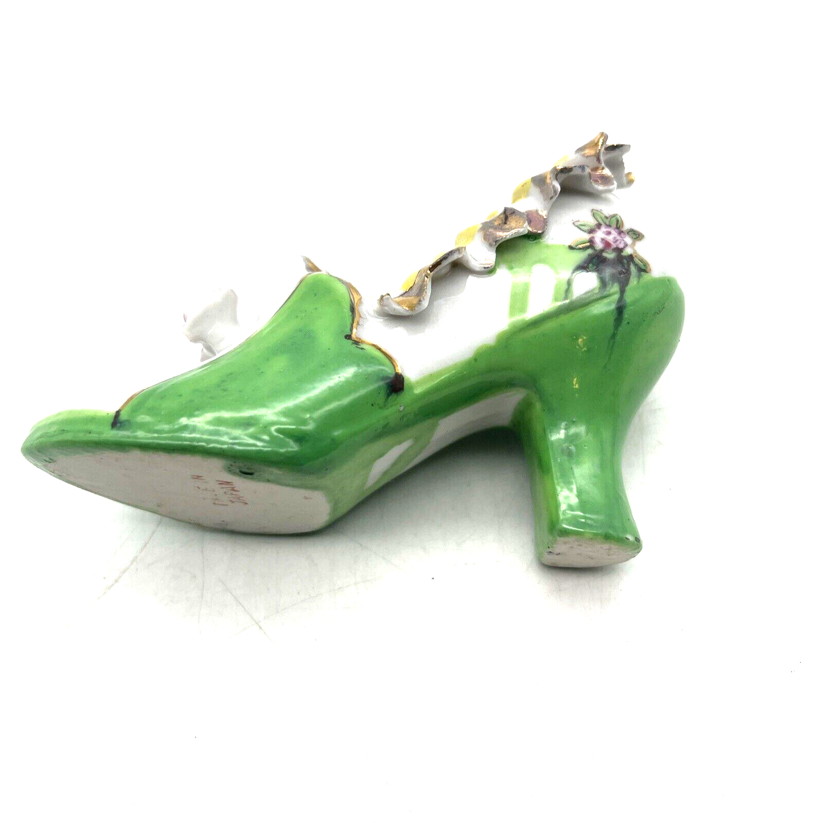 PANTOFOLA D’ORO Ciabatta da donna in porcellana vintage decorativa con rose applicate nastro fiocco GIAPPONE