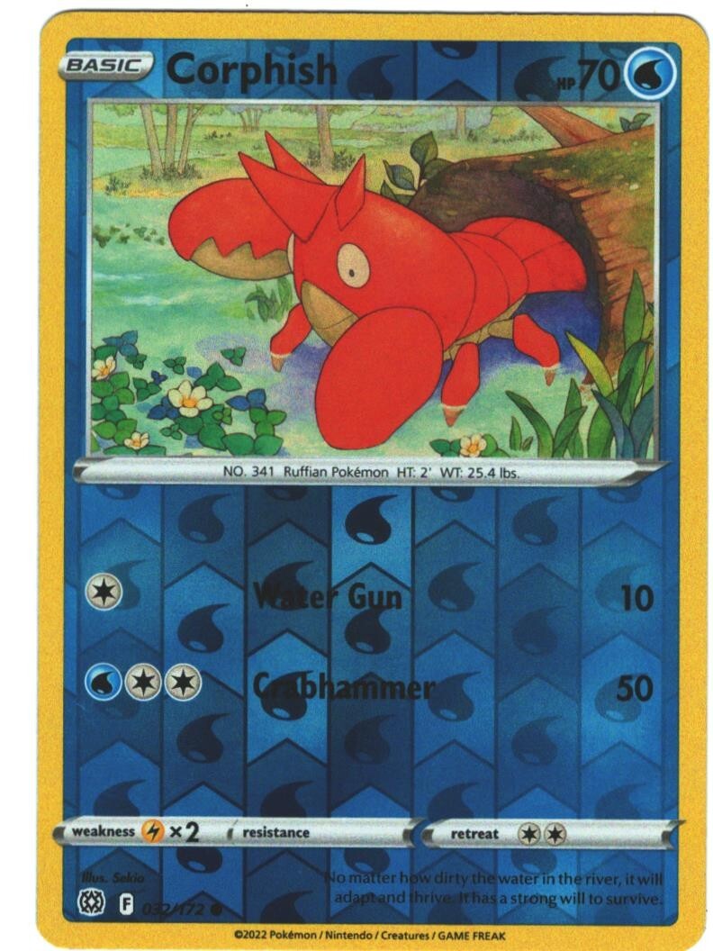Corphish 32/172 Brilliant Stars Reverse Holo Common Pokemon Card Pokémon TCG 032