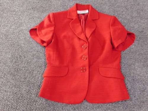 Tahari ASL Jacket 4 Red Blazer Womens Formal classic three-button academia - Picture 2 of 12