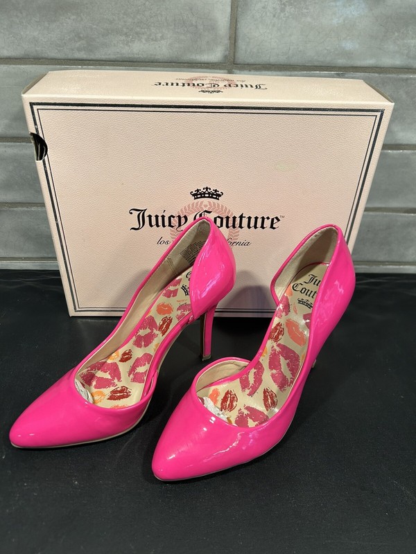 Juicy Couture Women's Stiletto Heels Khrystal Pink Patent Faux Leather Size 7 M 