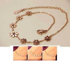 Stainless Steel Rose Gold Anklet Foot Jewelry Daisy Flower Ankle Bracelet PE13