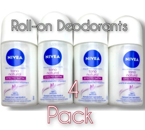 Nivea Aclarado Roll on antitranspirante Efecto Satin 4 Pack Desodorante - Picture 3 of 3