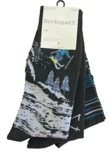 Cool Sockopath Skier Striped Socks Mens 3 Pairs Shoe Size 6-12 Sock Size 10-13