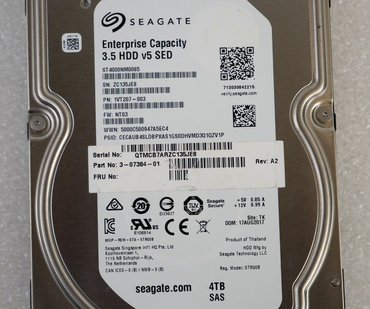 Seagate Enterprise ST4000NM0065 4TB 7.2K RPM 12Gbps SAS 3.5