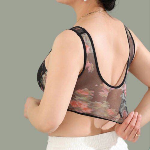 Women's Printed Bras Lace Underwear Padded Mesh Seamless Wire-free Comfort O † - Picture 18 of 30