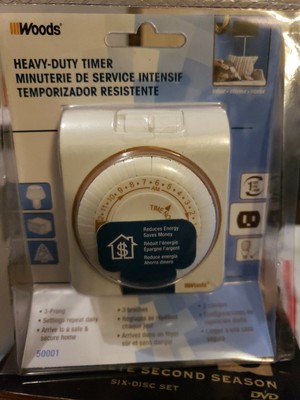 Woods 50001WD Indoor 24-Hour Heavy Duty Plug-In Mechanical Timer, 1