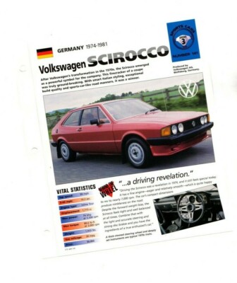 VW VOLKSWAGEN SCIROCCO SPEC SHEET/Brochure: 1979,1980,1981 | eBay