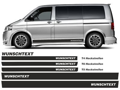 Seitenstreifen Aufkleber Set WUNSCHTEXT passend für VW T6, T6.1, T5, T4 #K-W