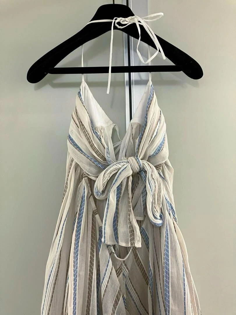 Maxi abito Jacquemus misto lino a righe taglia 38 usa dalppone