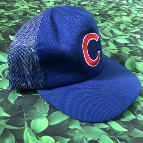 Vintage 80s Chicago Cuba Mesh Snapback Trucker Hat Cap Blue MLB - Picture 2 of 7