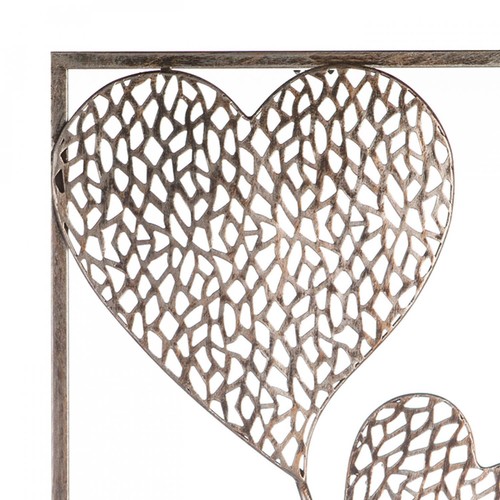 Wanddeko, Wandbild PURLEY HEART Herzen 50x30cm antik silber Metall Casablanca - Bild 2 von 4