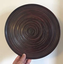 Vintage Treen Carved Wood Mahogany Serving Tray or Wine Coaster