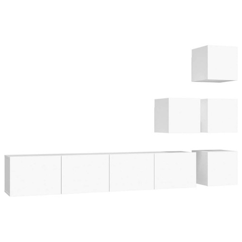 Wall Mount TV Cabinet Entertainment Unit Stand Storage Drawers Shelf Wood White - Picture 2 of 9