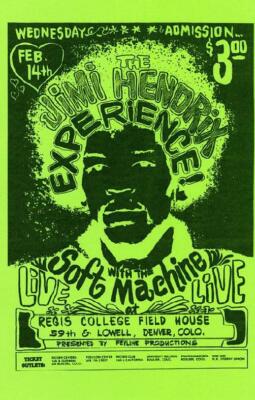JIMI HENDRIX SOFT MACHINE DENVER 1968 CONCERT POSTER REPRINT | eBay