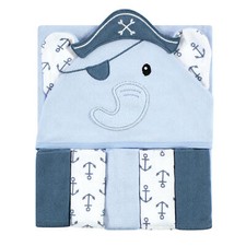 Hudson Baby Hooded Towel and Five Washcloths, Pirate Elephant, One Size