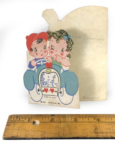 Vintage, seltene gestanzte Superman Valentinstag Karte (um 1940) - Bild 2 von 5