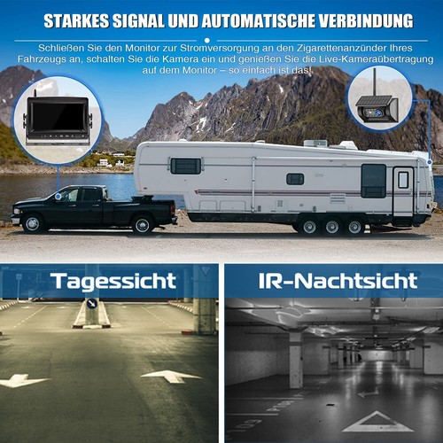 7" HD 1080P Autokamera Monitor mit 2x Weitwinkel Rückfahrkamera Wasserdicht LKW - Bild 5 von 14