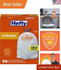 90 Count Strong Drawstring Tall Kitchen Trash Bags - Leak  Puncture Resistant