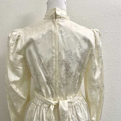 Vintage 70s Candi Jones Prairie Cottage Bib Wedding Dress Ivory Size XS/Small - Bild 7 von 10