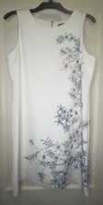 Vince Camuto Size 10 White Multi Floral Demure Garden Sleeveless Women’s Shift