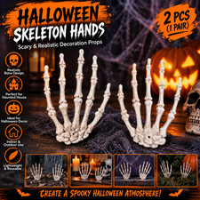 2PCS Halloween Skeleton Hands Realistic Bone Hand Props Haunted House Decor