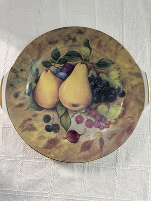 Vintage T.Limoges Decorative Fruit Plate-Signed Fiorilli-Gold Handles-12 France￼