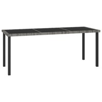Garten Esstisch Rechteckig 180X70X73 Cm Poly Rattan Grau Outdoor