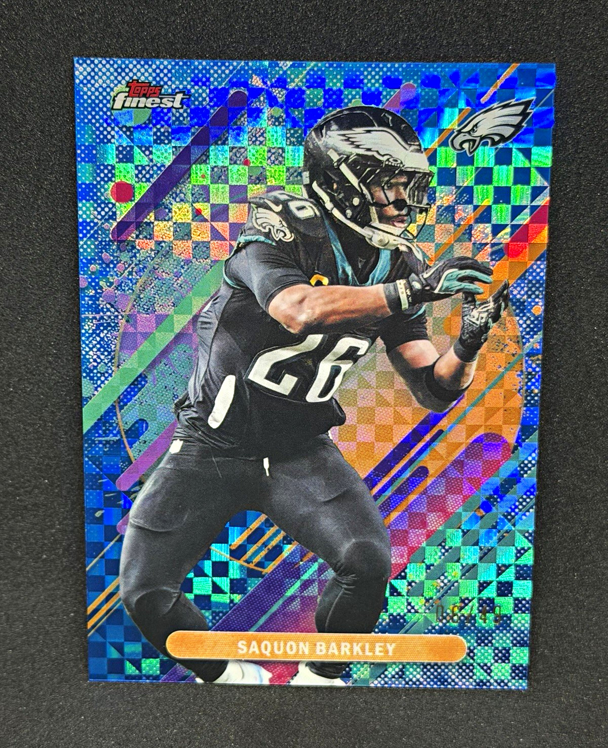 2025 Topps Finest Saquon Barkley Rare Blue Xfractor /49 Eagles