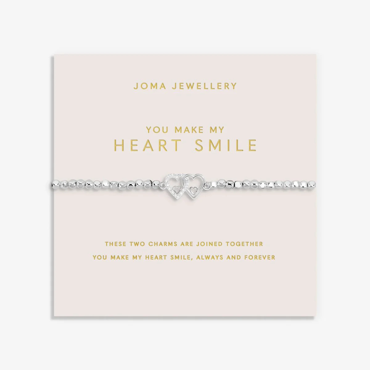 Joma Jewellery Forever Yours 'You Make My Heart Smile' Bracelet In Silver Plati
