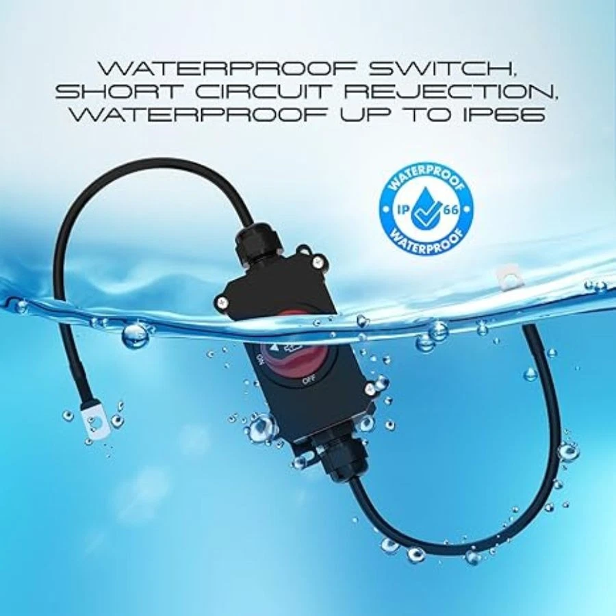 Interruptor de corte de batería impermeable con cable 12-48V resistente para coche RV barco y Foto 2 de 4