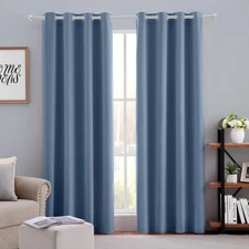 HOMEIDEAS Stone Blue Blackout Curtains 52 X 84 inches Long 2 Panels Room Dark...