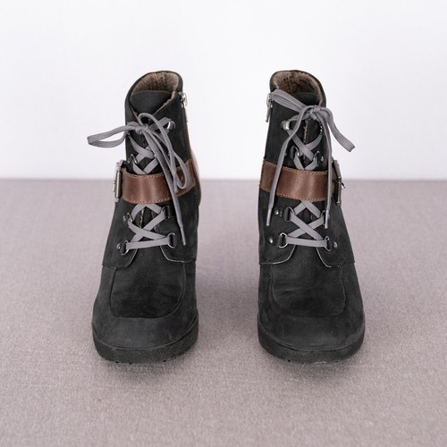 Nicole Women's Sylvie Leather Ankle Boot Size 11M Buckle Lace-Up Zip Grunge Goth - Picture 8 of 10