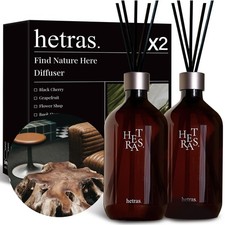 Hetras Premium Reed Diffuser Set 2-Pack 16.9oz Hotel Wood Forest Scent Luxury