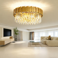 Modern Crystal Ceiling Light,Luxury E14 Crystal Chandelier,for Living Room(Gold)