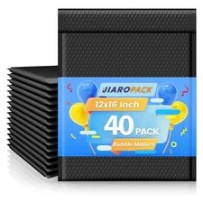 40pc Black Poly Bubble Mailers 12x16 Large Padded Envelopes 12x15 Mailing Bag