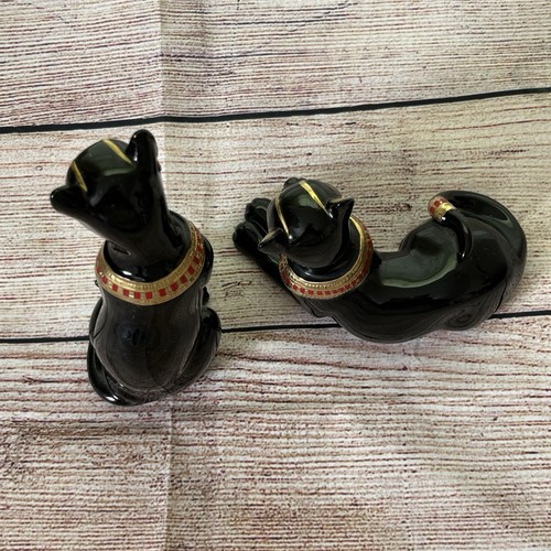 Lenox - '95 & '98 Egyptian Cat Goddess Figurine Black Cat With Gold Lot of 2 - Picture 14 of 16