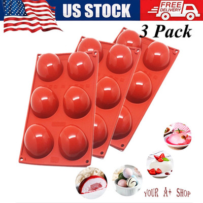 3Pcs Silicone Molds Chocolate Cake Candy Jelly Cookie Mold Round Shape 6 Holes