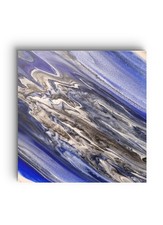 Quadro acrilico originale arte da parete fluida blu bianco astratto 30x30 cm