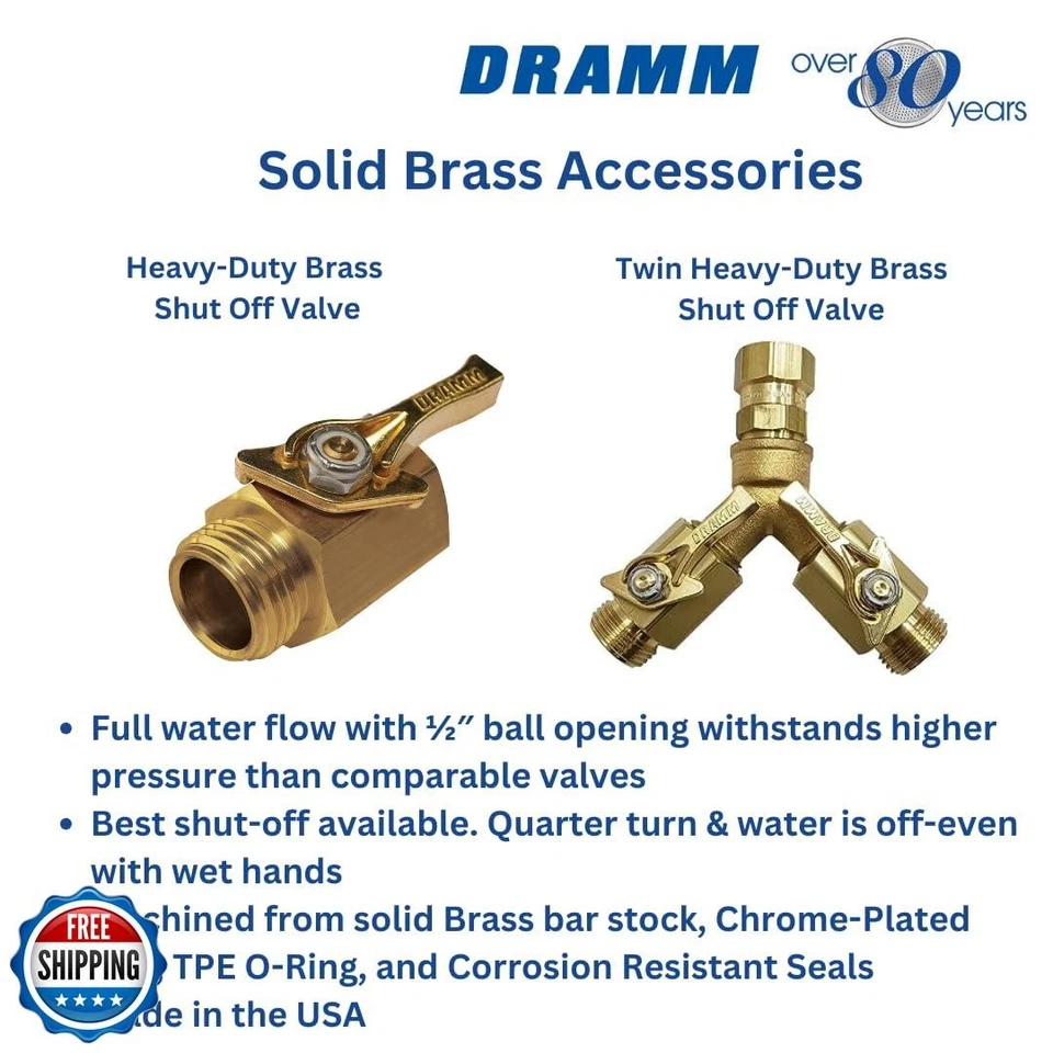 Válvula de cierre doble de latón de alta resistencia Dramm 35005 - Flujo de agua completo, cuarto de T Foto 2 de 3