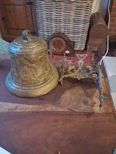 Large Vintage Solid Brass Wall Mounted Bell, With Bracket, Bell Is 20 x 20 Cm