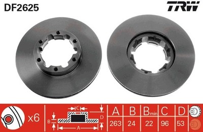 2x TRW Bremsscheibe DF2625 für TRADE ECO NISSAN