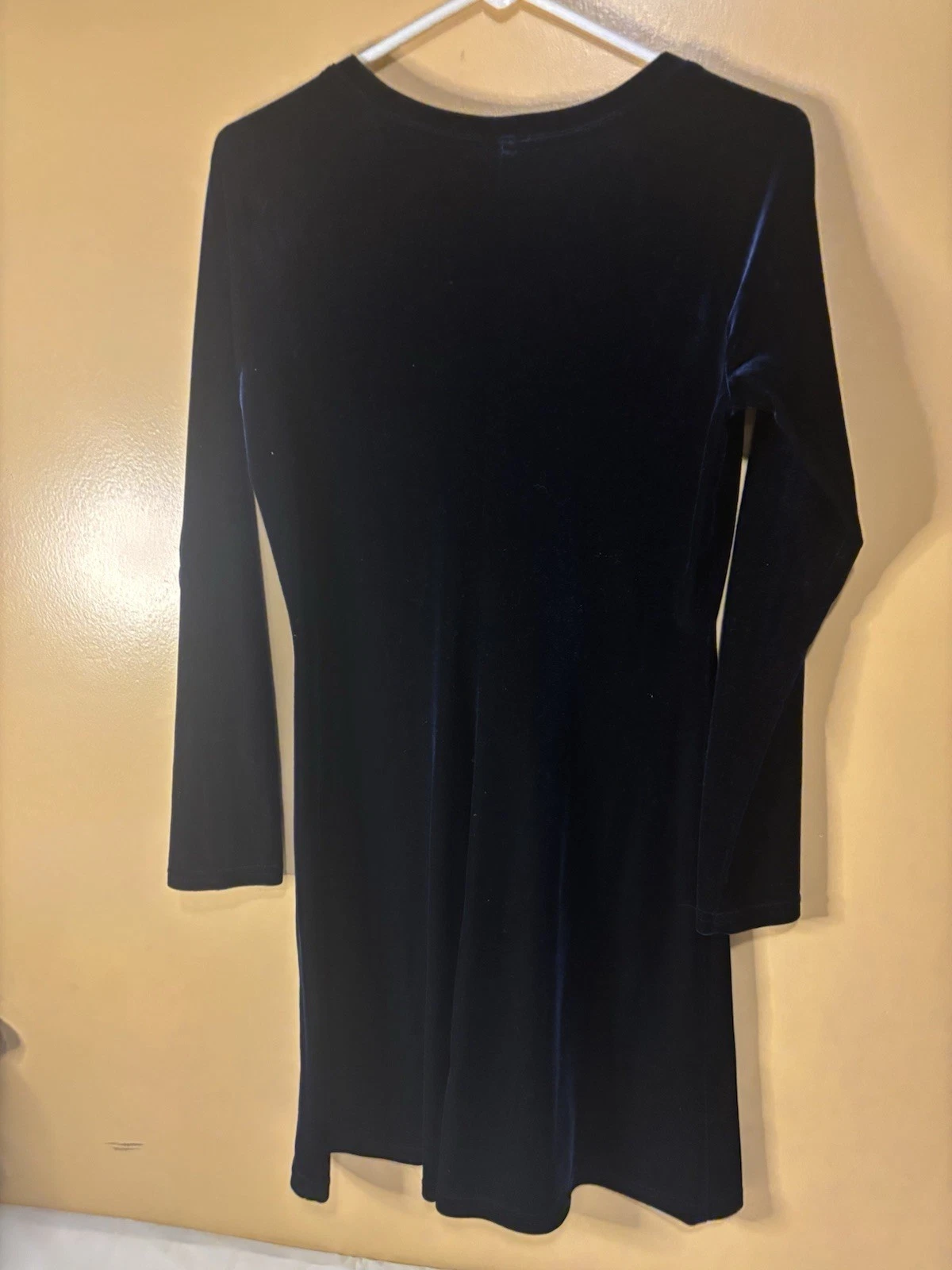 UNDERCOVER Abito svasato Moda International Victorias Secret blu notte velluto aderente piccolo