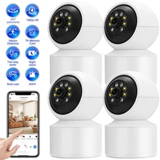 4x Camara De Seguridad WiFi 1080P HD Inalambrica 360° Con Vision Nocturna Audio